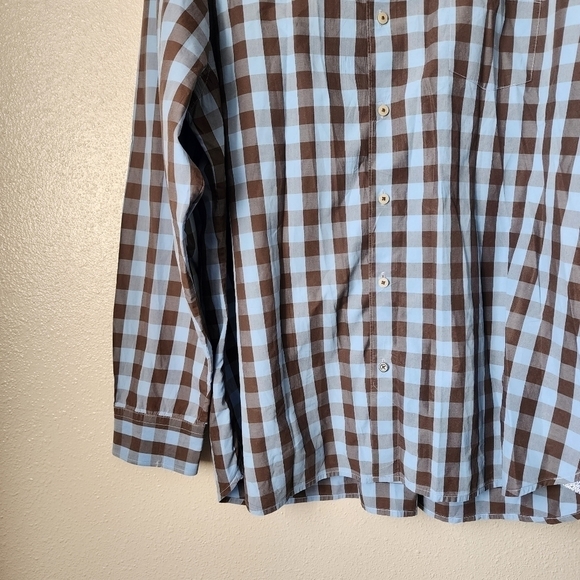 Tommy Bahama Brown Blue Buffalo Plaid Floral Button Down Casual Top Mens 2x - Picture 7 of 11